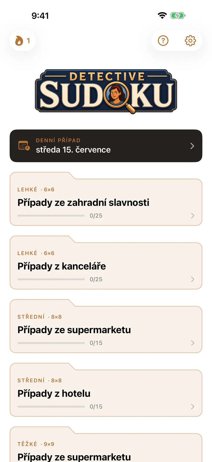 Český seznam případů Detective Sudoku