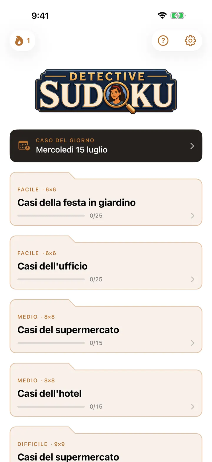 Elenco casi di Detective Sudoku